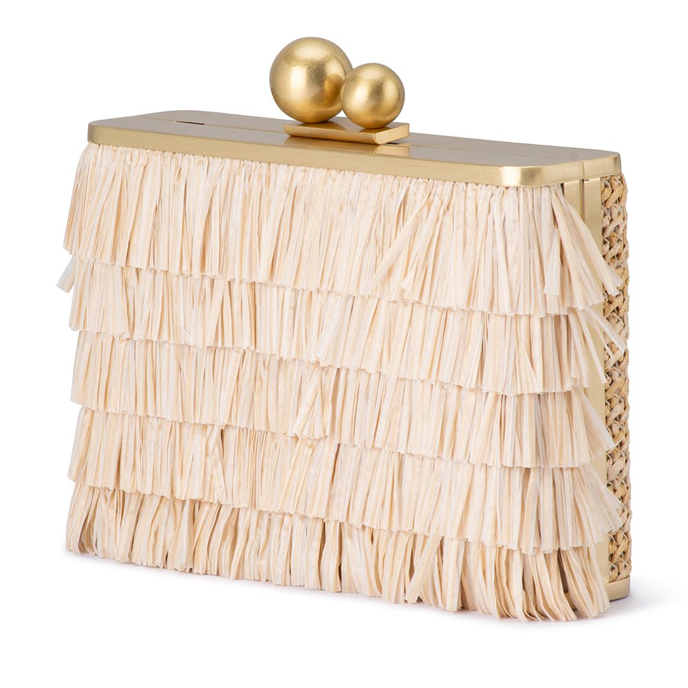 Olga Berg Carlita Fringe Clutch - Natural