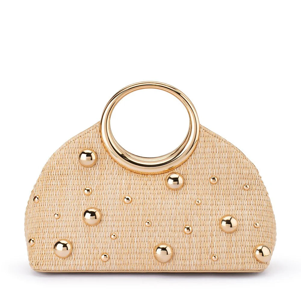 Olga Berg Charlotte Woven Top Handle Bag - Natural