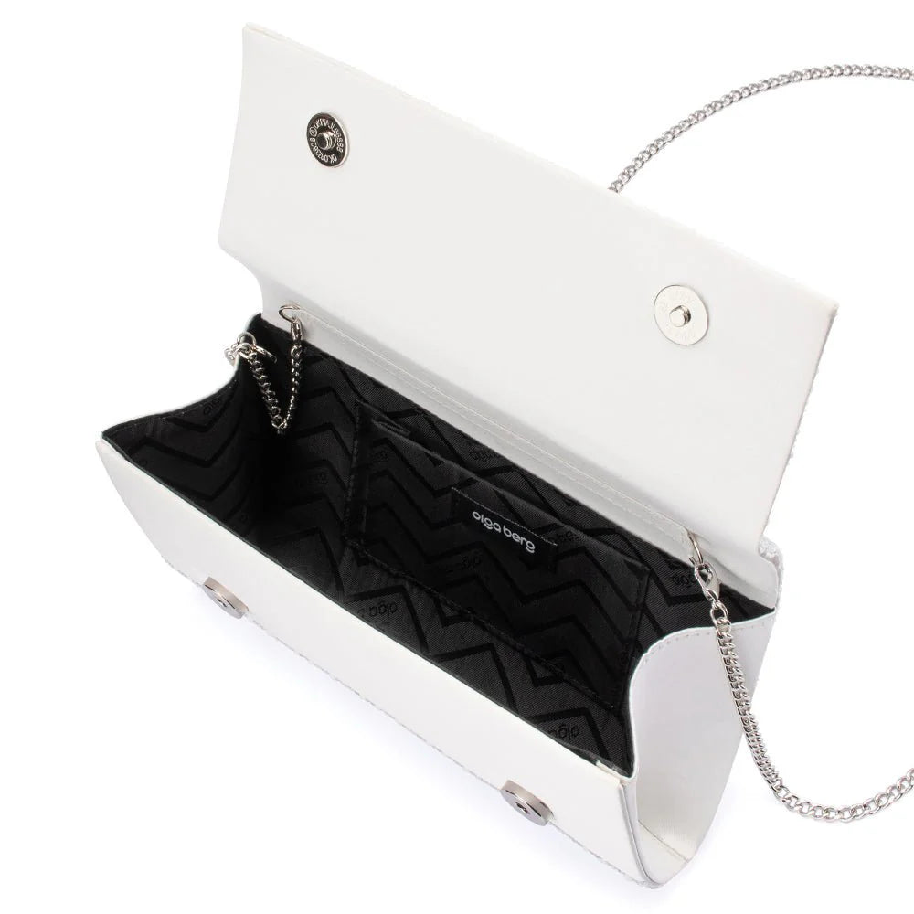 Olga Berg DANNA Crystal and Pearl Clutch - Pearl Silver