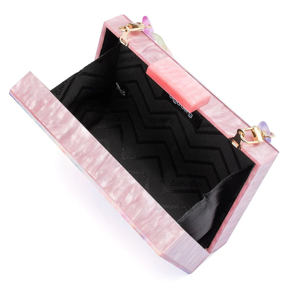 Olga Berg DOROTHY Swirl Print Box Clutch - Rainbow