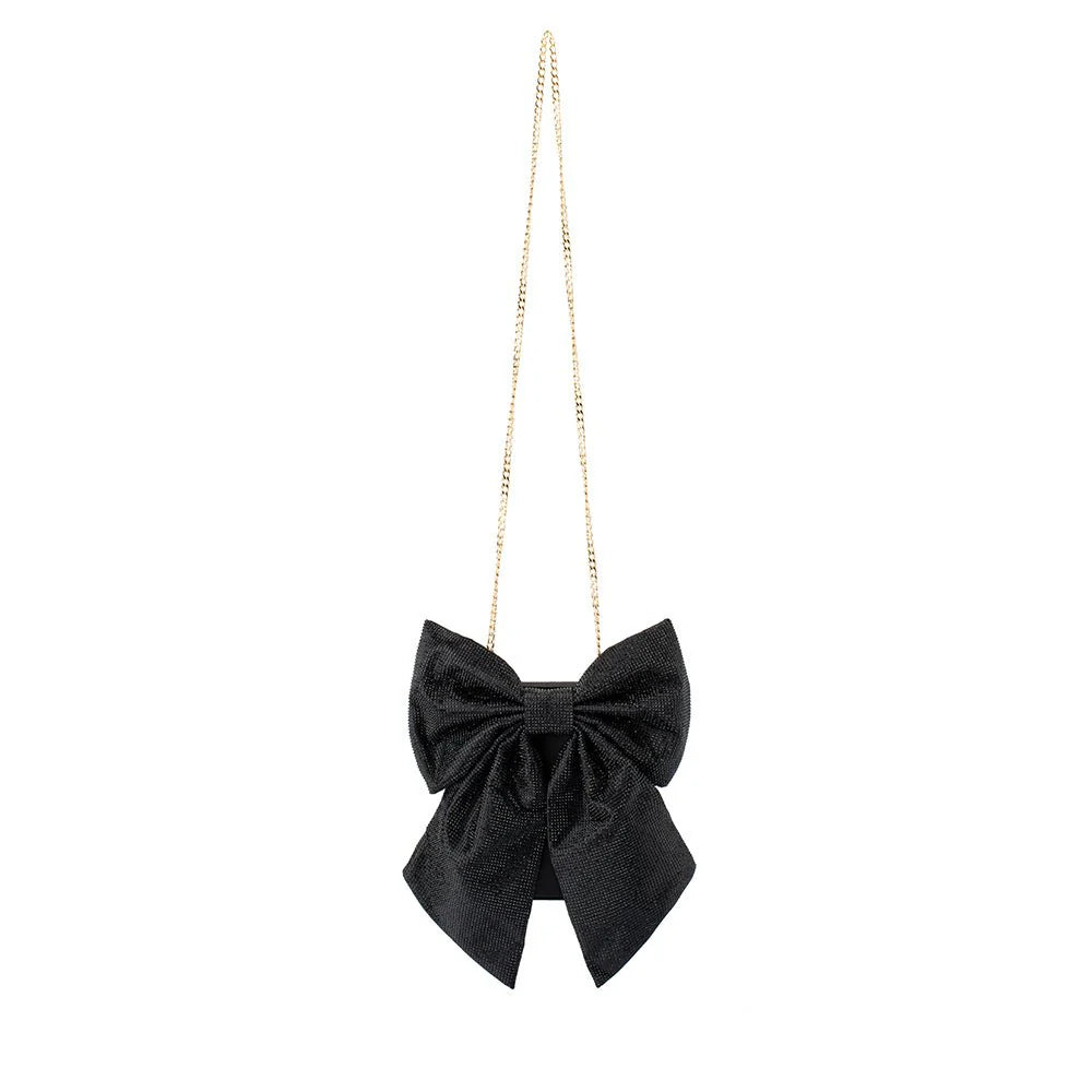 Olga Berg Drew Crystal Bow Bag - Black