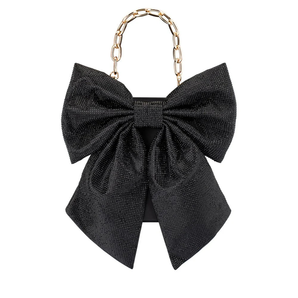 Olga Berg Drew Crystal Bow Bag - Black