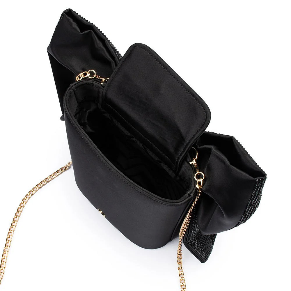 Olga Berg Drew Crystal Bow Bag - Black