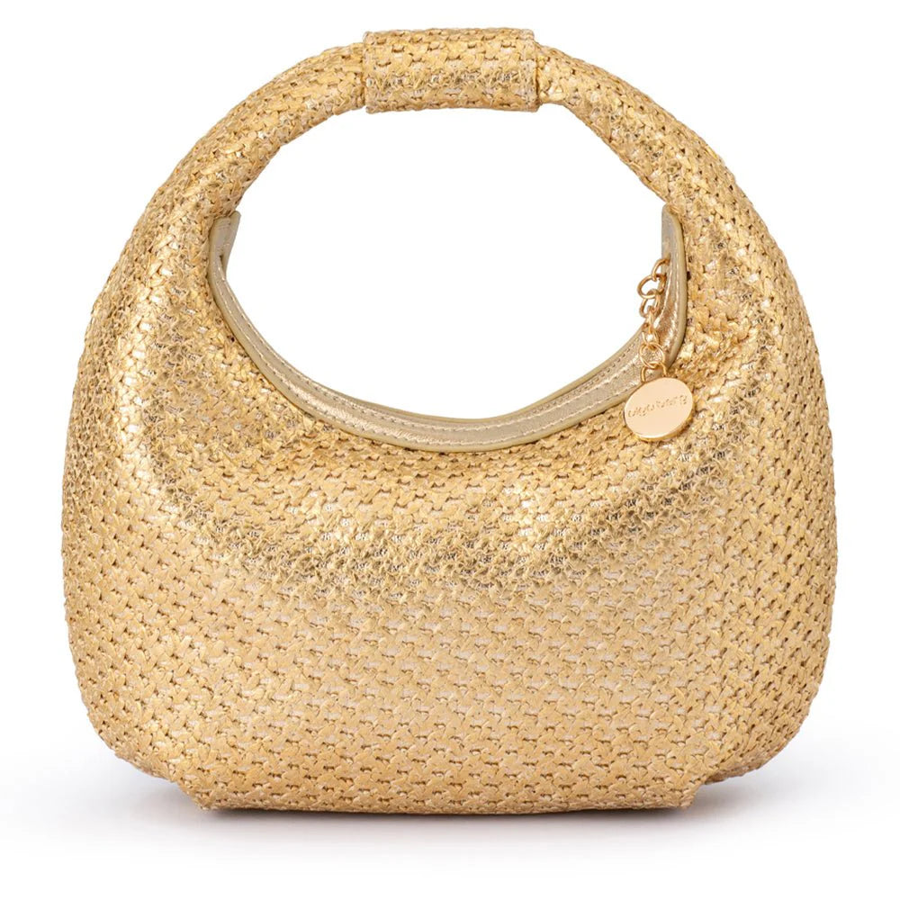 Olga Berg Eden Woven Hobo Bag - Gold