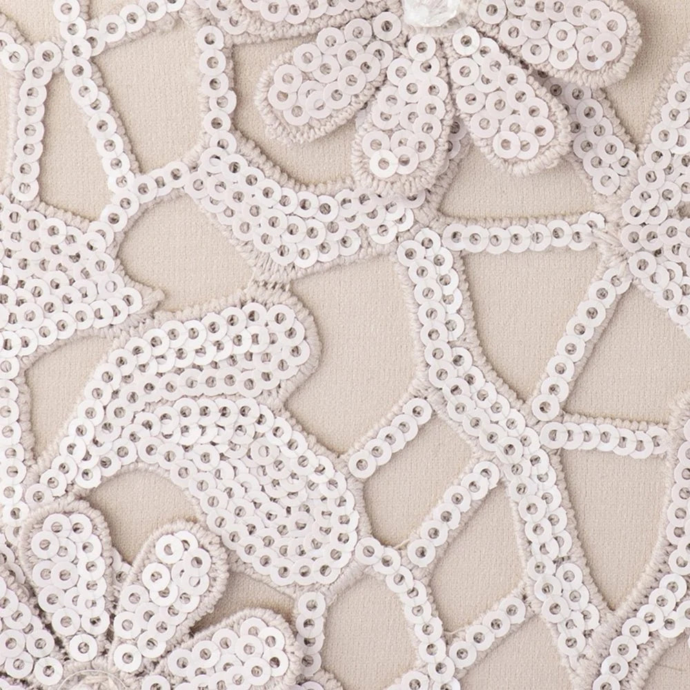 Olga Berg ELENA Appliqued  Clutch - Natural