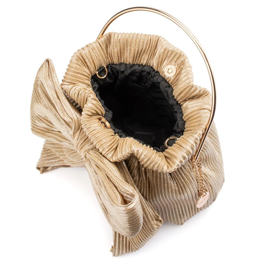 Olga Berg ELISE Pleated Top Handle - Champagne