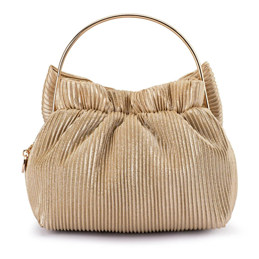 Olga Berg ELISE Pleated Top Handle - Champagne