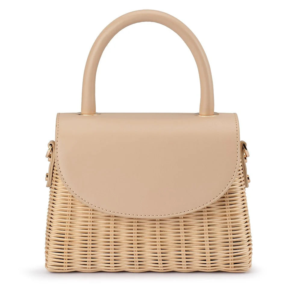 Olga Berg Elle Wicker Top Handle Bag - Natural
