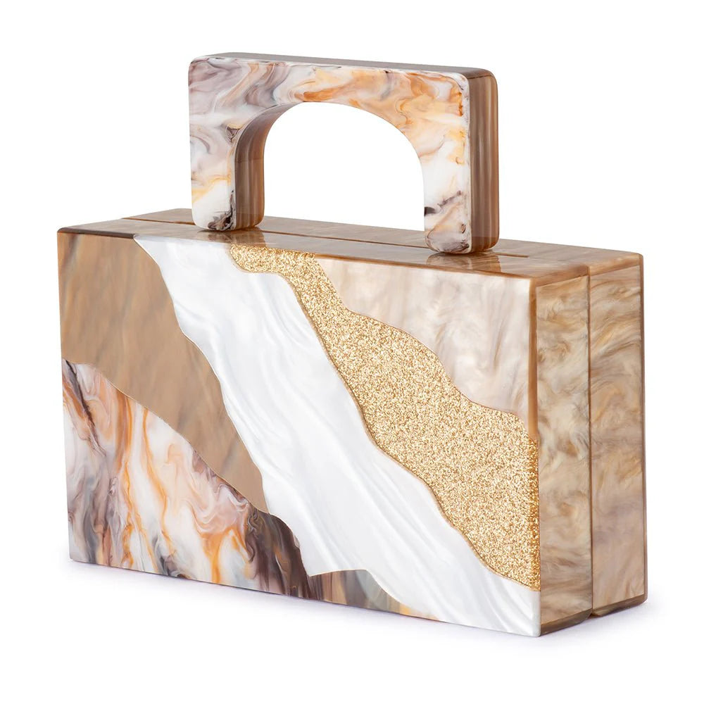 Olga Berg Fleur Acrylic Top Handle Bag - Natural