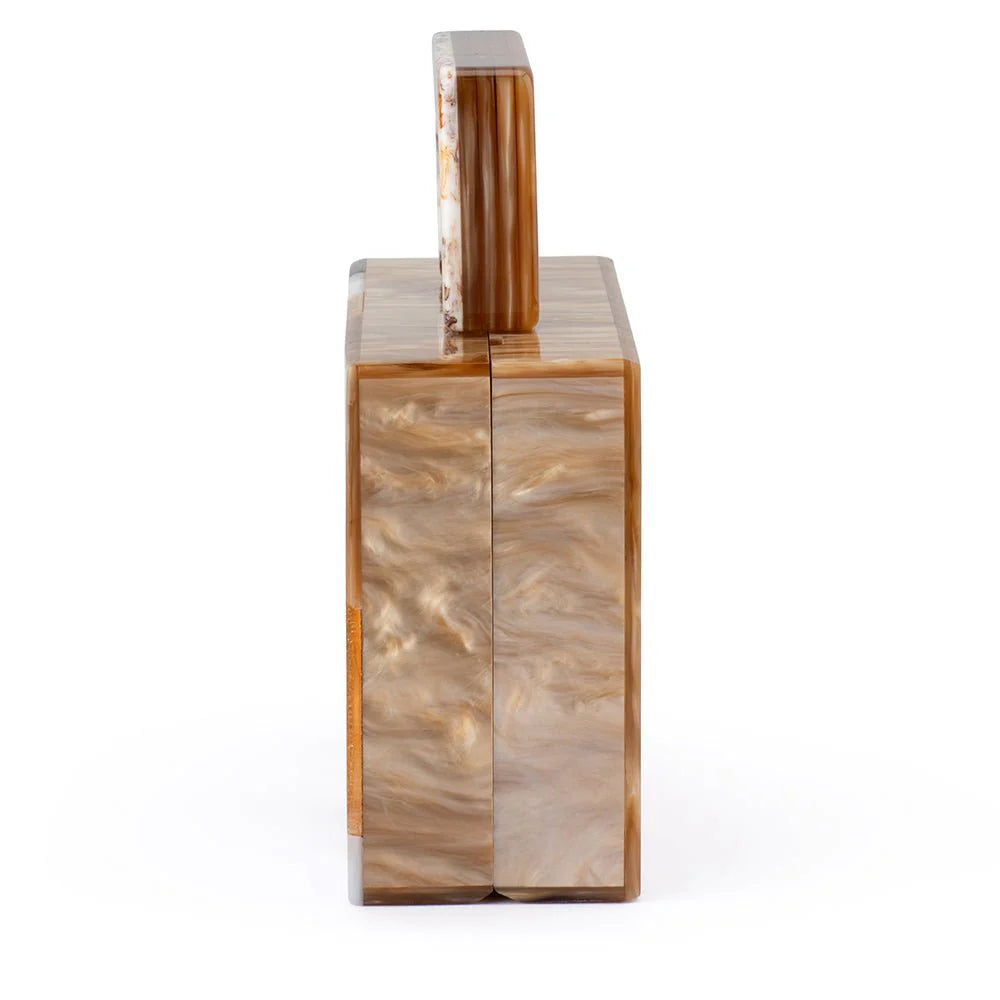 Olga Berg Fleur Acrylic Top Handle Bag - Natural