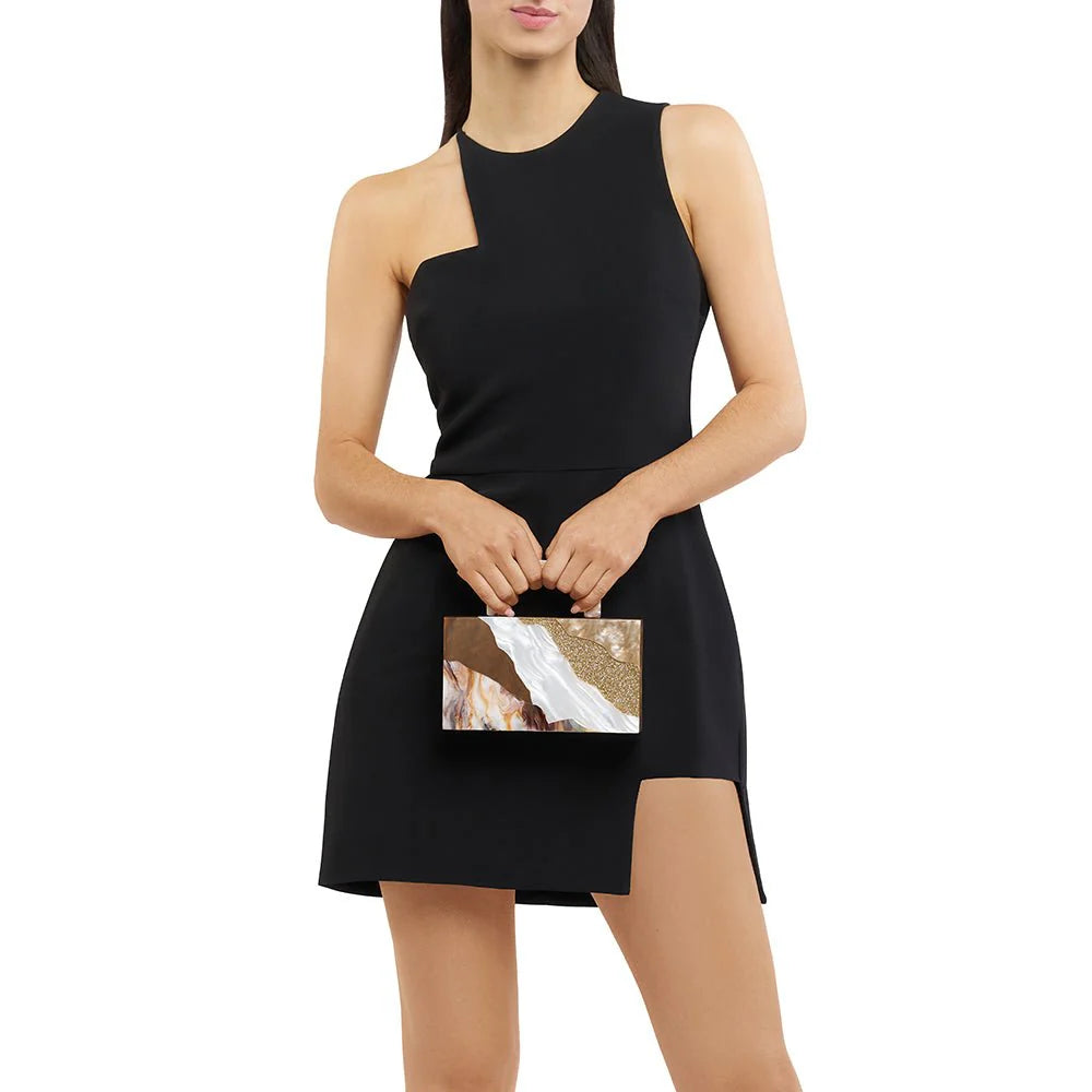 Olga Berg Fleur Acrylic Top Handle Bag - Natural