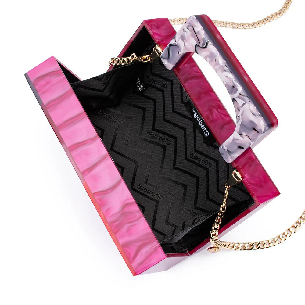 Olga Berg Fleur Acrylic Top Handle Bag - Pink
