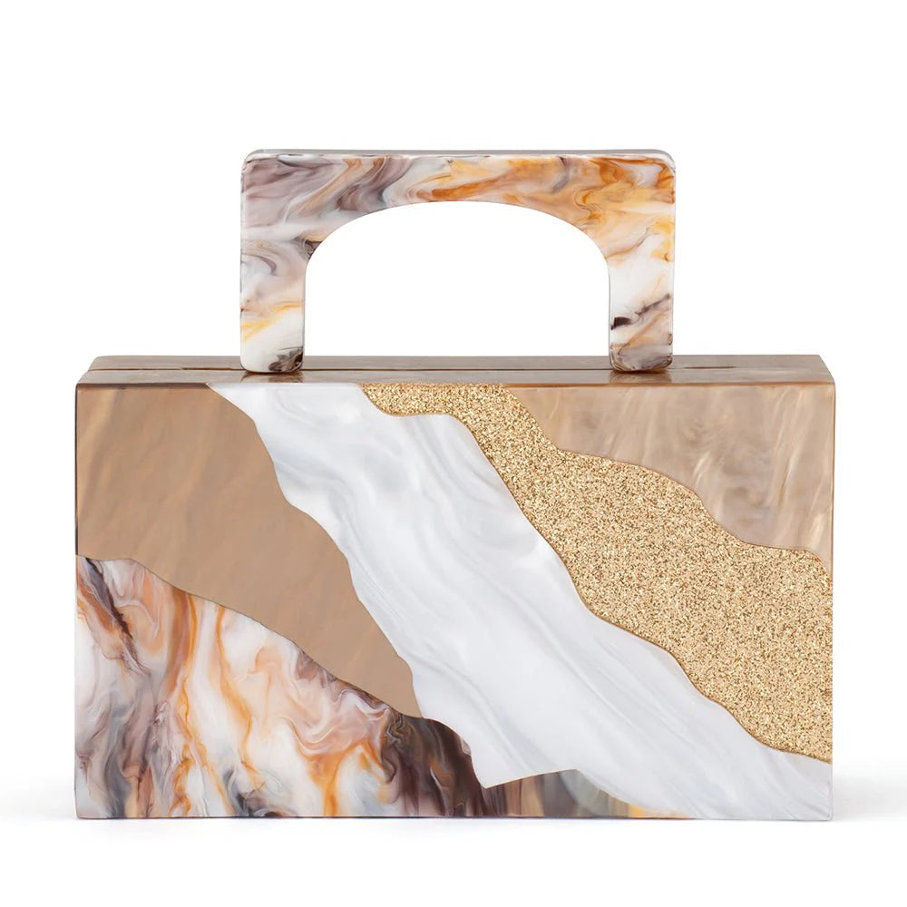 Olga Berg Fleur Acrylic Top Handle Bag - Natural