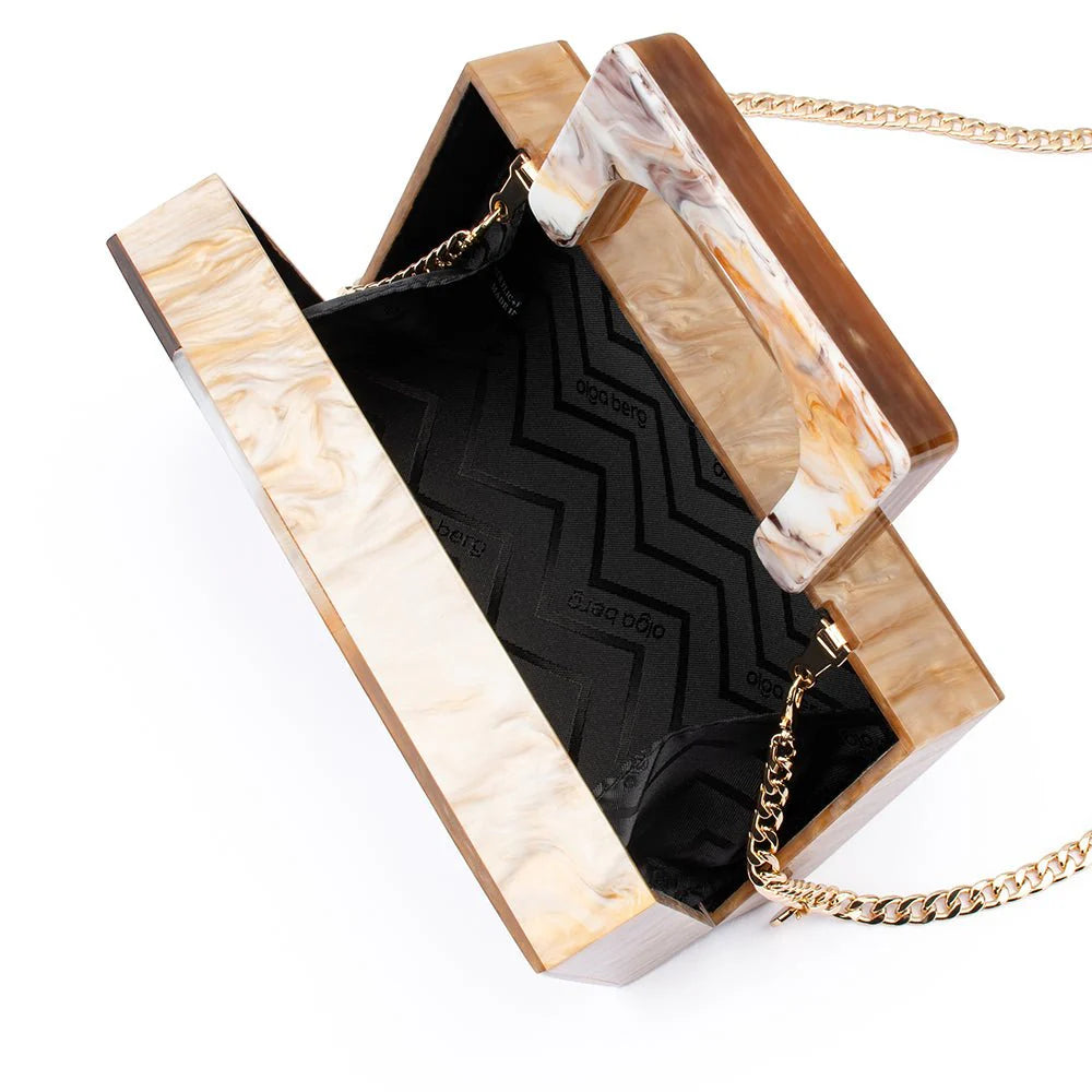 Olga Berg Fleur Acrylic Top Handle Bag - Natural