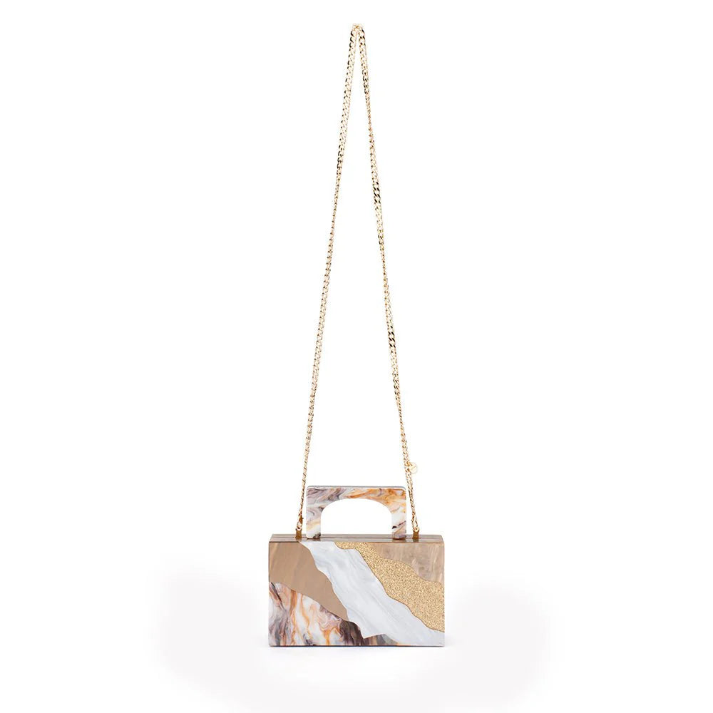 Olga Berg Fleur Acrylic Top Handle Bag - Natural