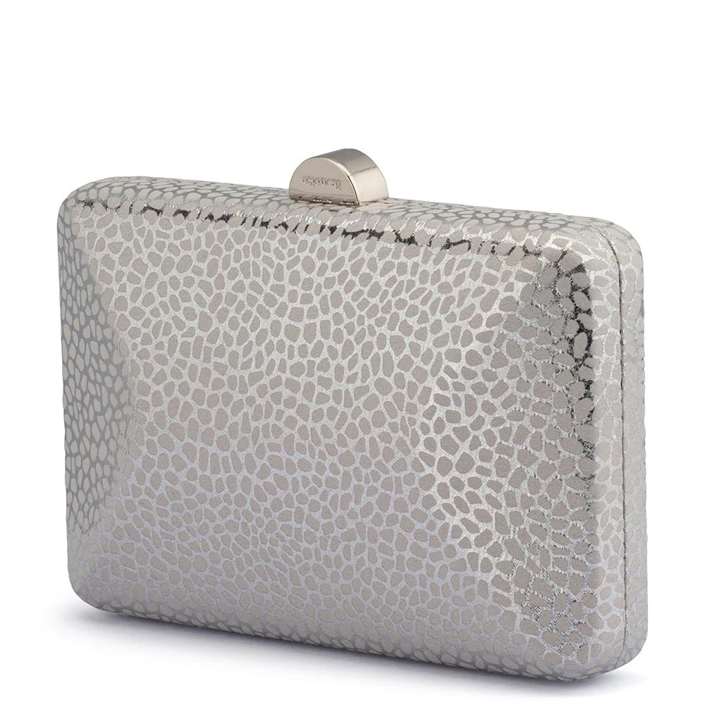 Olga Berg FRANKIE Embossed Clutch - Silver