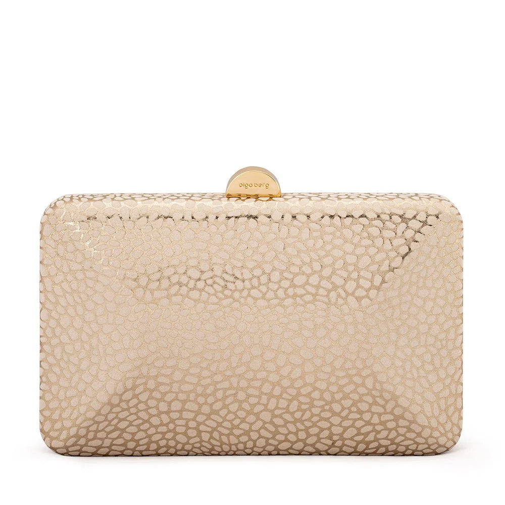 Olga Berg FRANKIE Embossed Clutch - Natural
