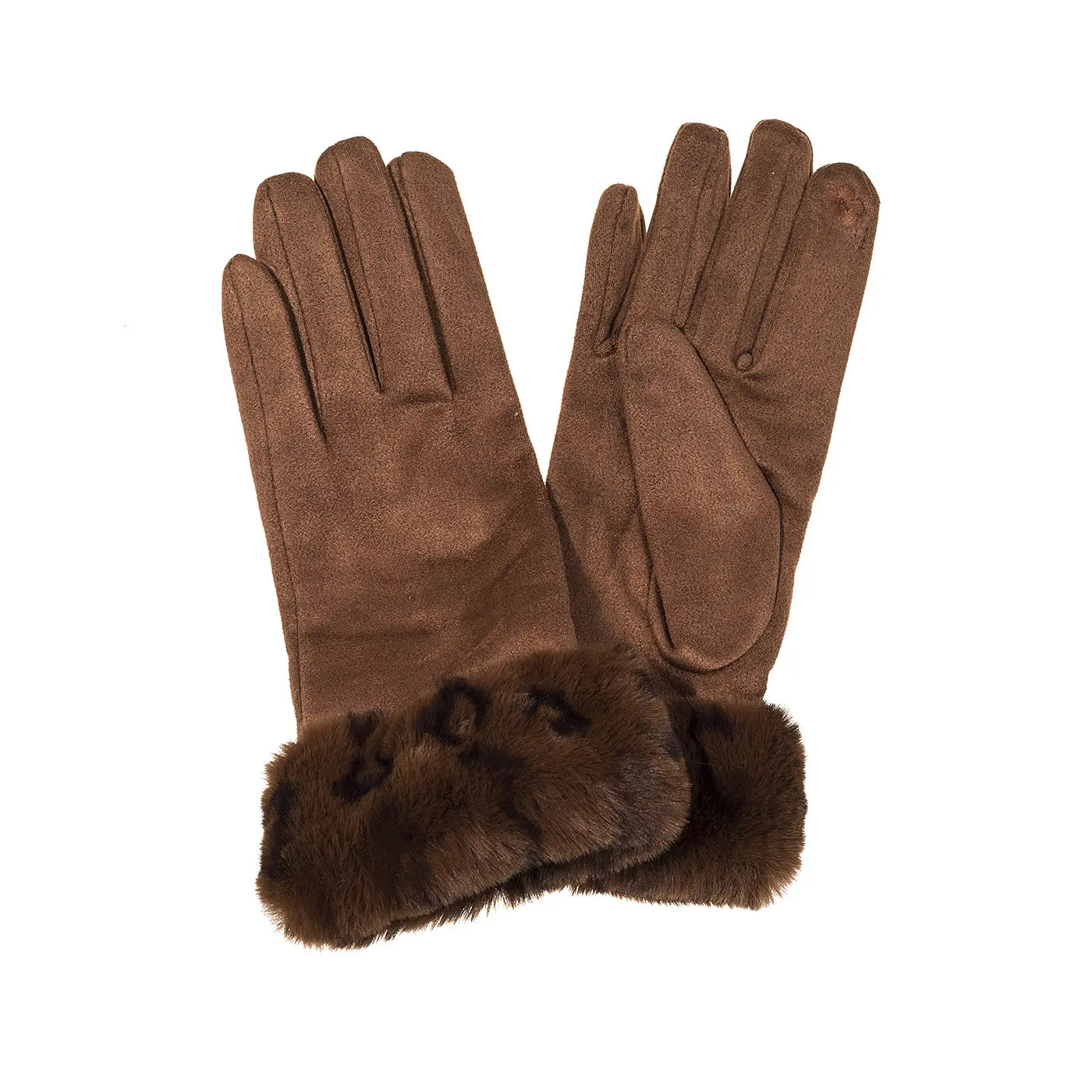 Ivys Luxe Snow Leopard Faux Fur Gloves