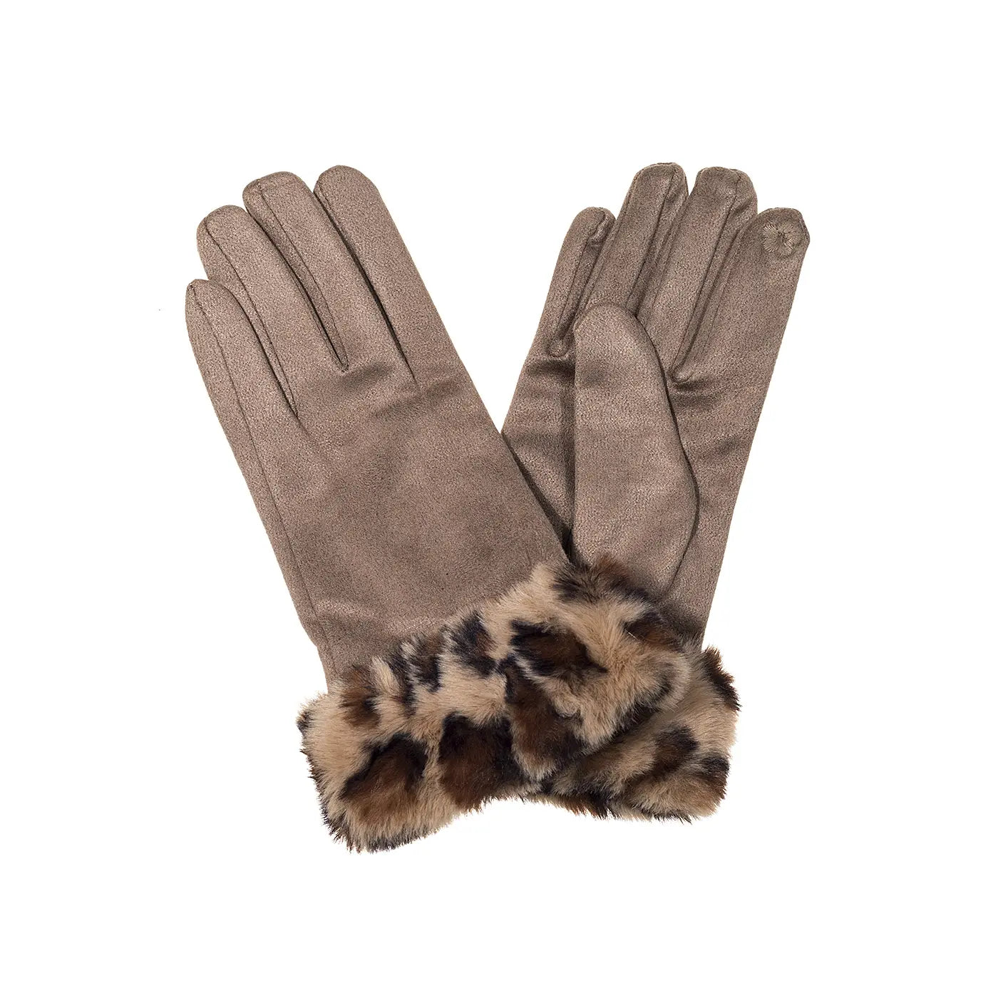 Ivys Luxe Snow Leopard Faux Fur Gloves