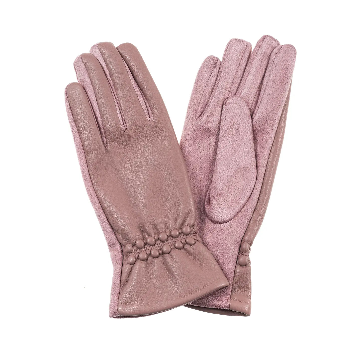 Ivys Button Detail Leather-Look Gloves