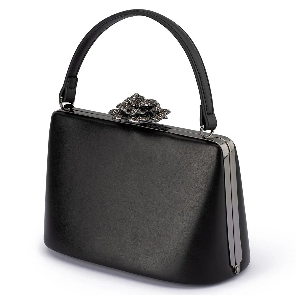 Olga Berg GRACE Embellished Frame Bag - Black