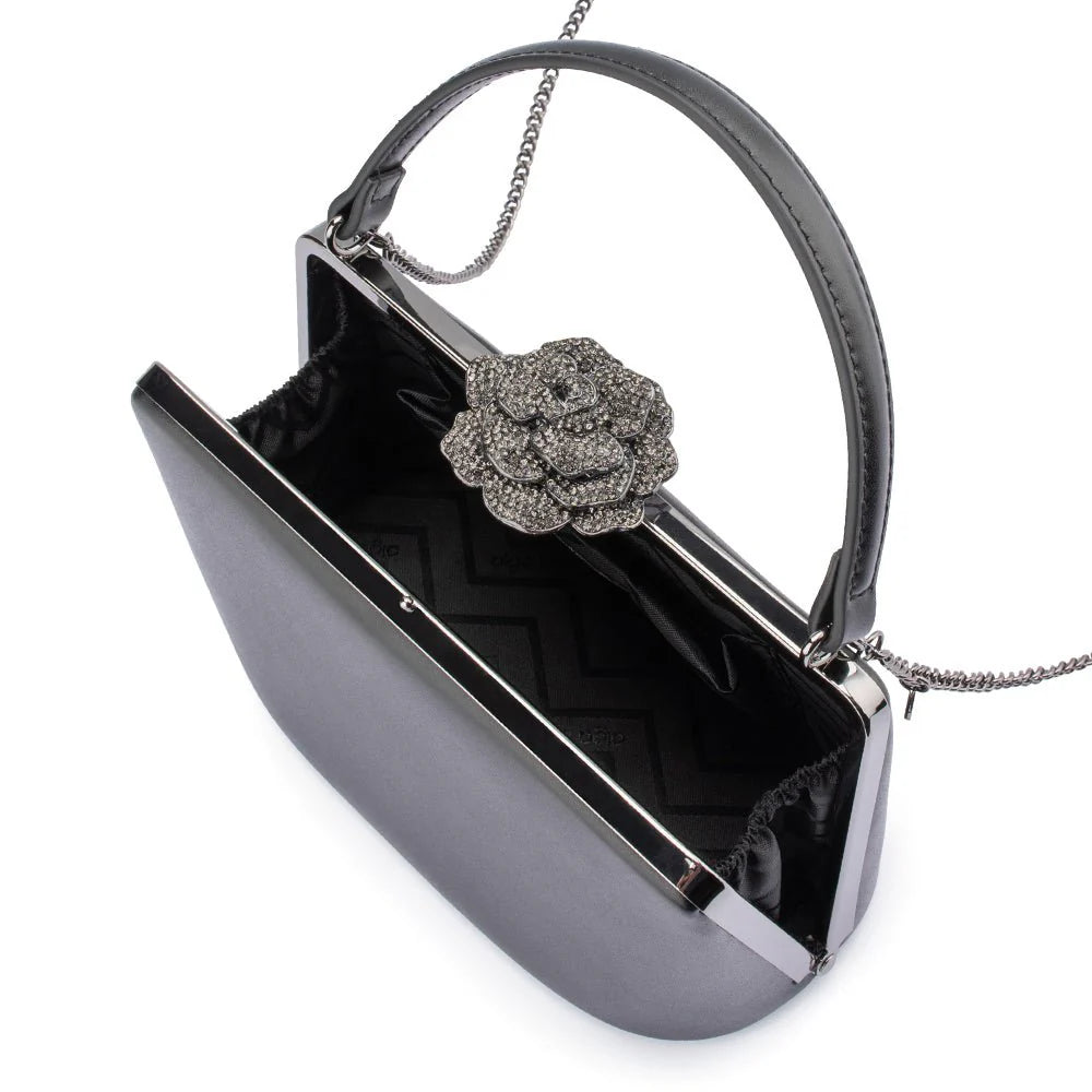 Olga Berg GRACE Embellished Frame Bag - Black