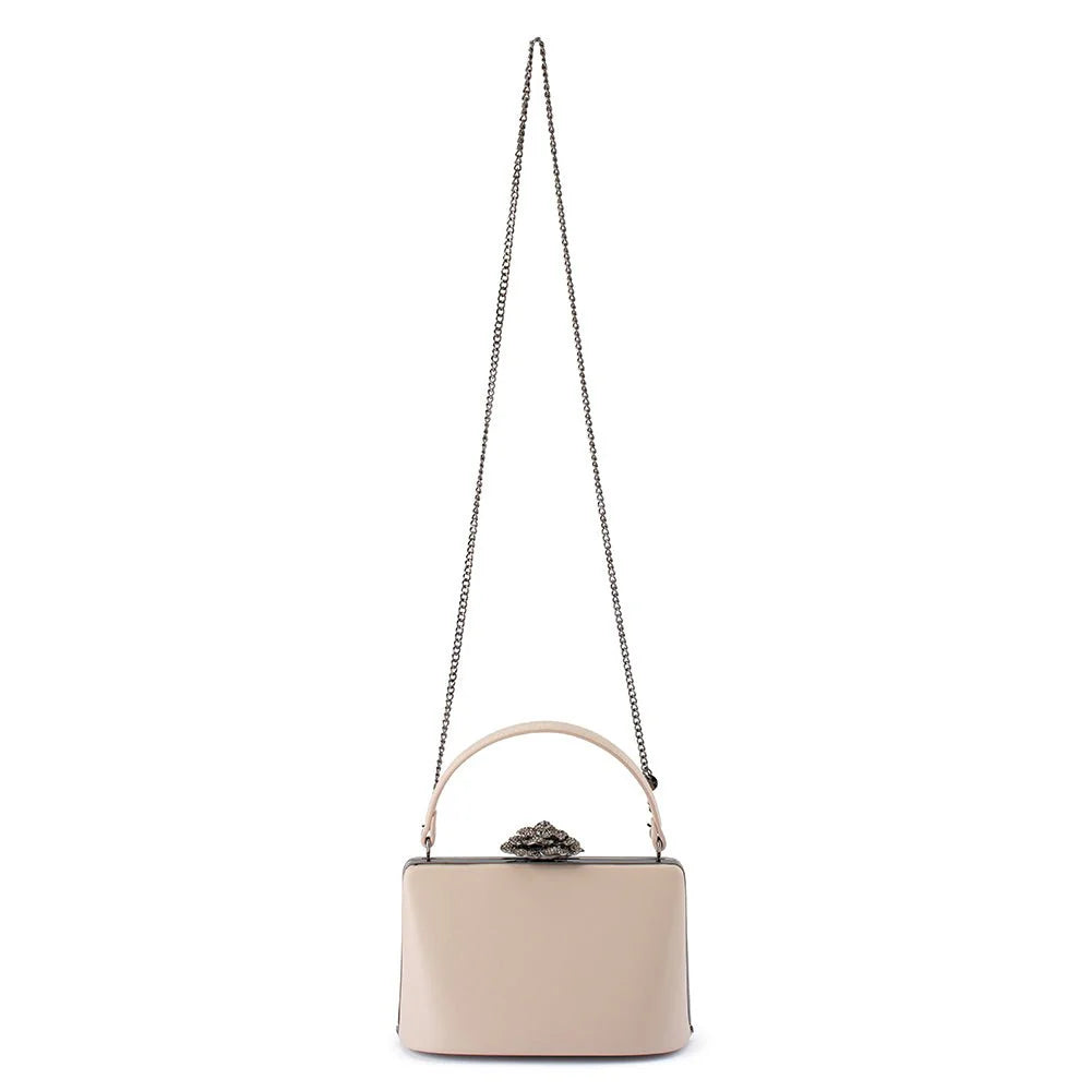 Olga Berg GRACE Embellished Frame Bag - Natural