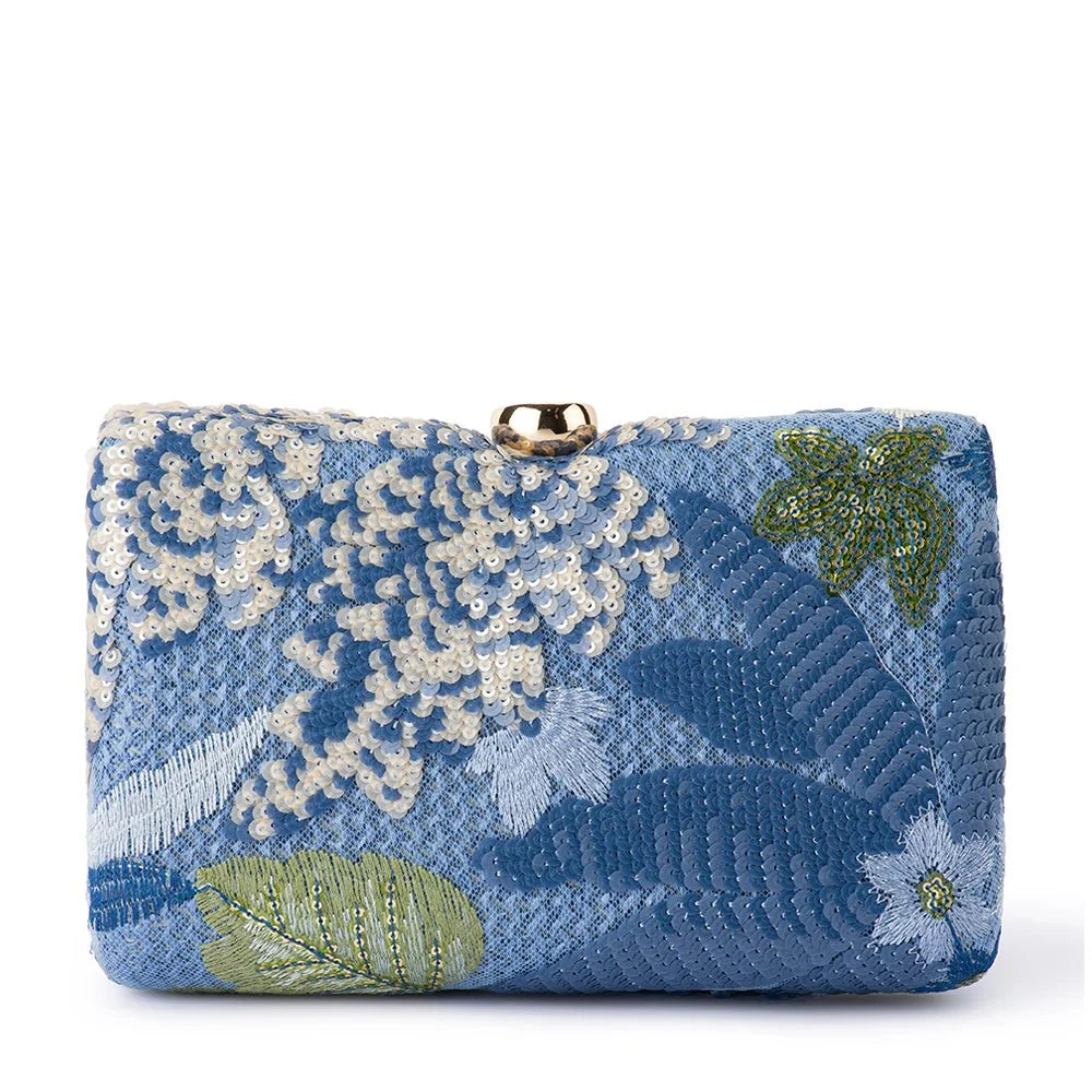 Olga Berg GRETA Floral Clutch - Blue