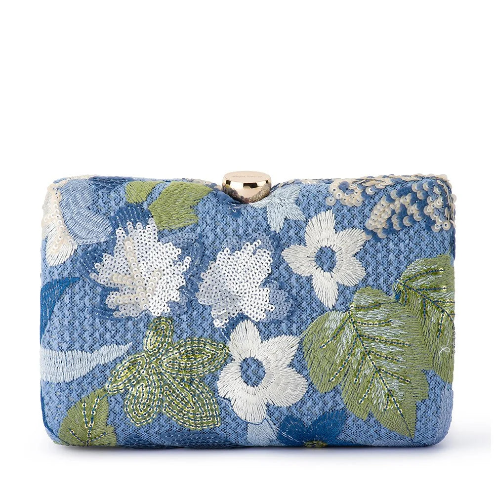 Olga Berg GRETA Floral Clutch - Blue
