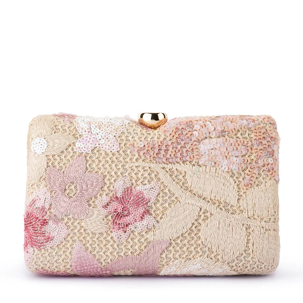 Olga Berg GRETA Floral Clutch - Blush