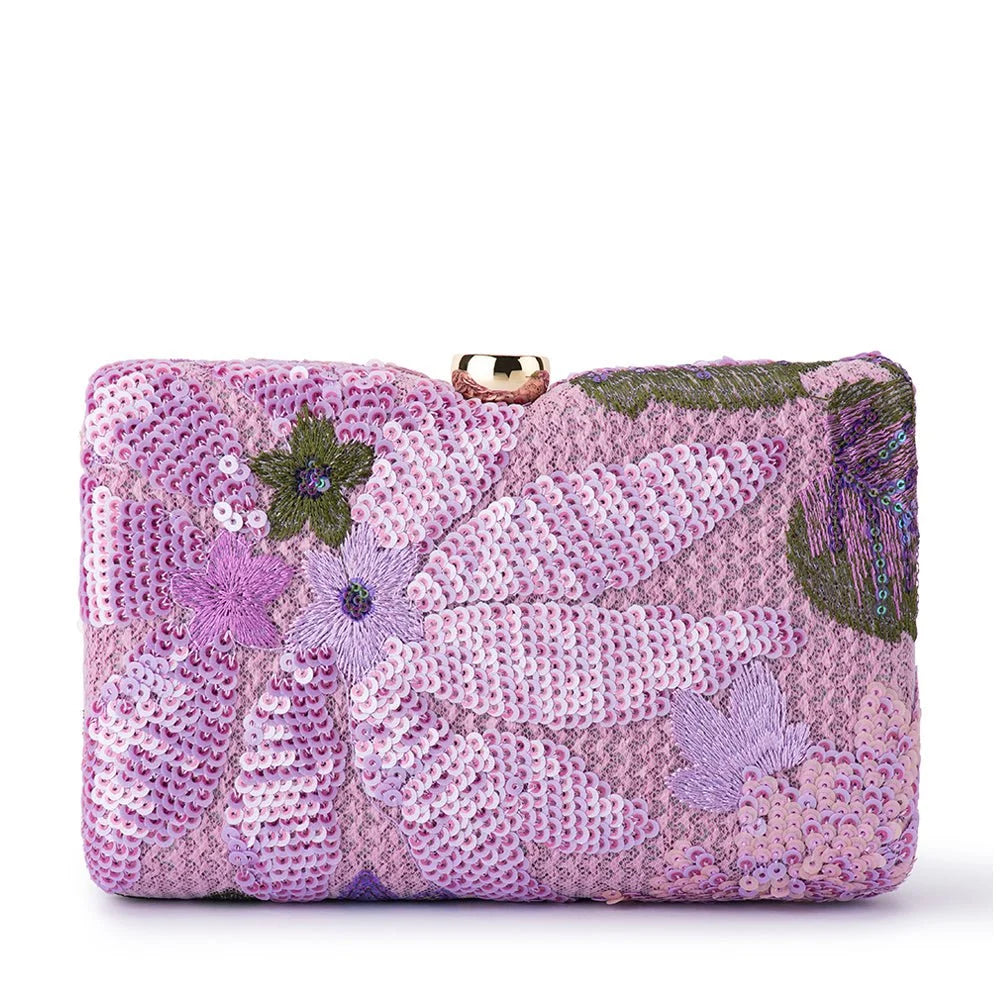 Olga Berg GRETA Floral Clutch - Lilac