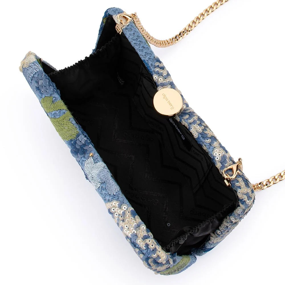 Olga Berg GRETA Floral Clutch - Blue