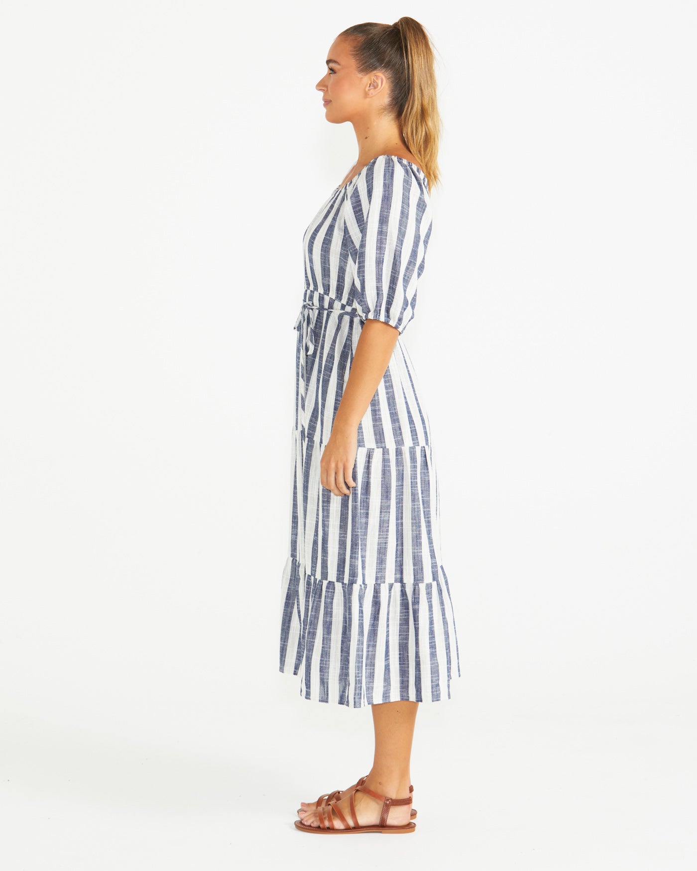 Sass Harley Midi Dress - Navy/White Stripe