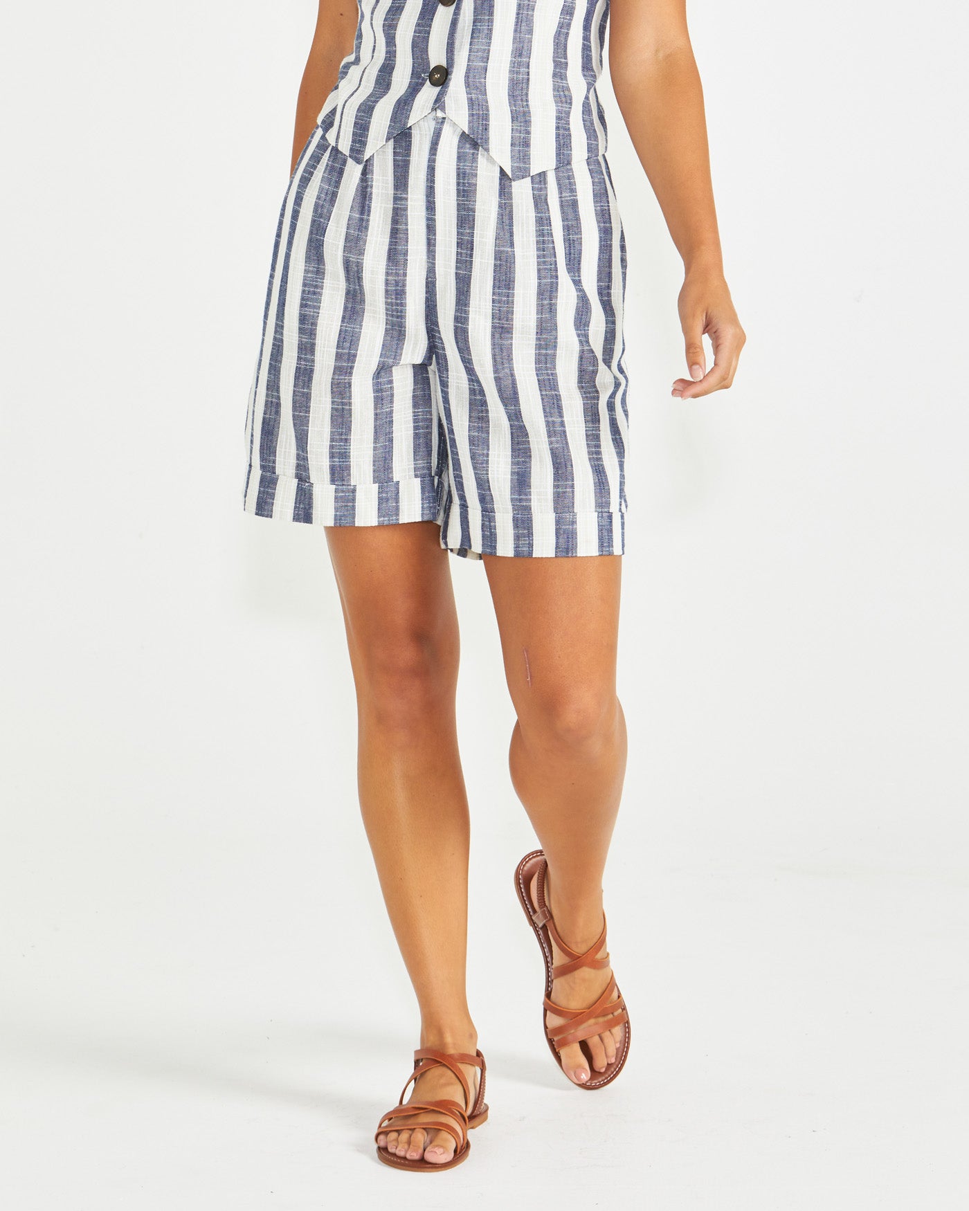 Sass Harley Shorts - Navy/White Stripe