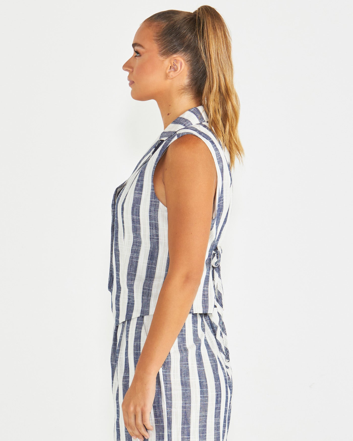 Sass Harley Vest - Navy/White Stripe