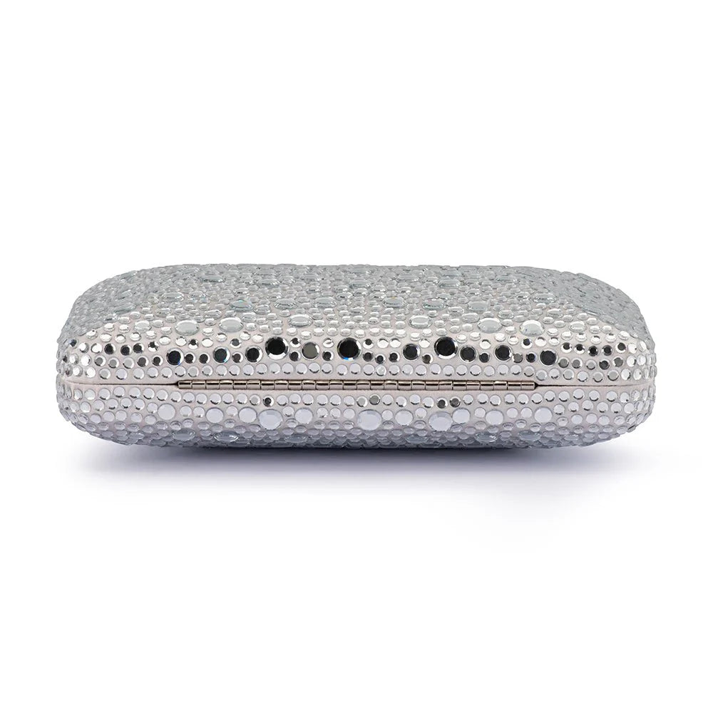 Olga Berg HARRIET Crystal Clutch - Silver