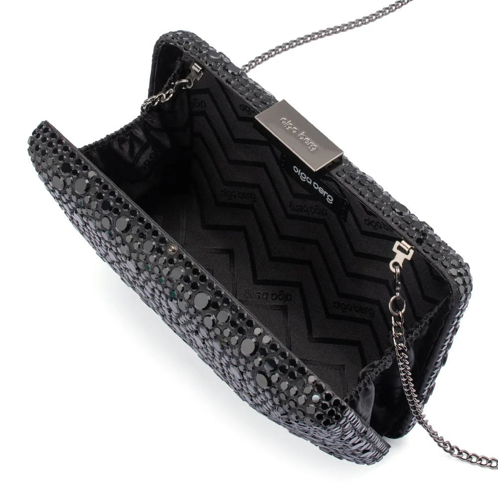 Olga Berg HARRIET Crystal Clutch - Black