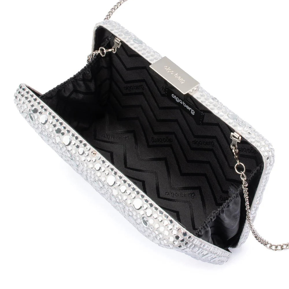 Olga Berg HARRIET Crystal Clutch - Silver