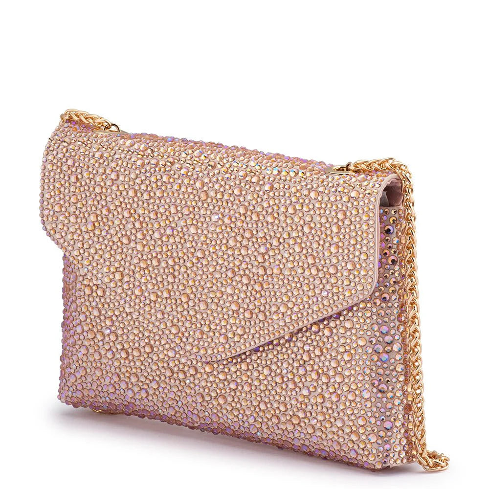 Olga Berg HATTIE Crystal Shoulder Bag - Peach