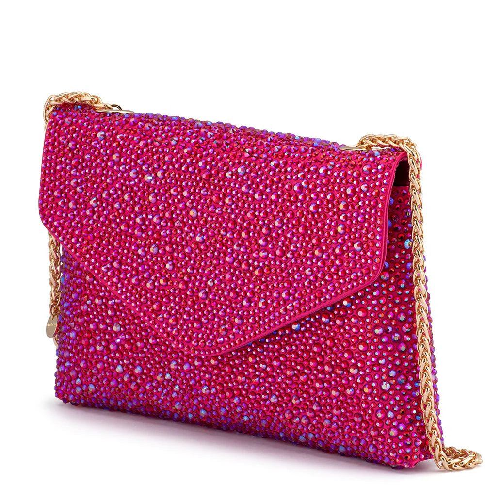 Olga Berg HATTIE Crystal Shoulder Bag - Fuchsia