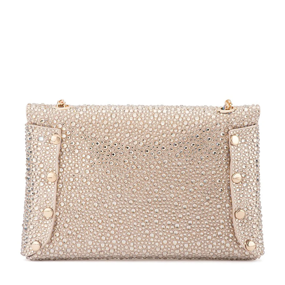 Olga Berg HATTIE Crystal Shoulder Bag - Champagne