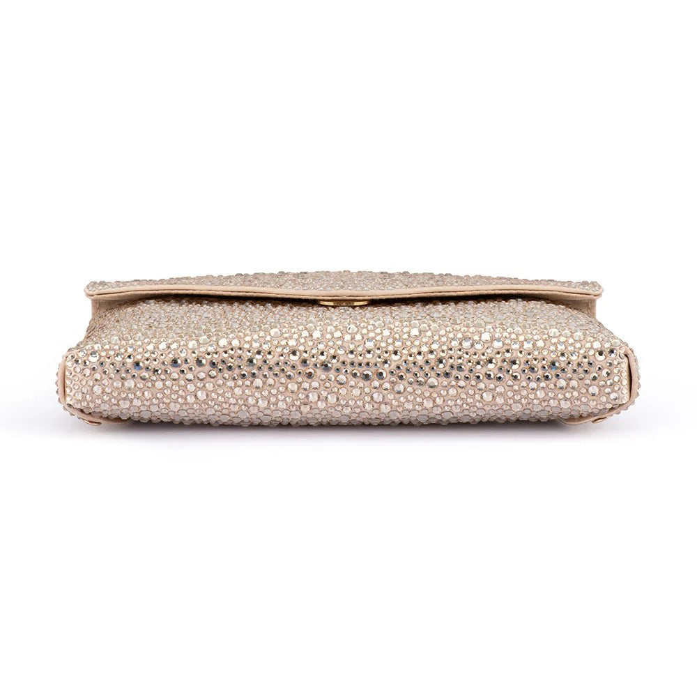 Olga Berg HATTIE Crystal Shoulder Bag - Champagne