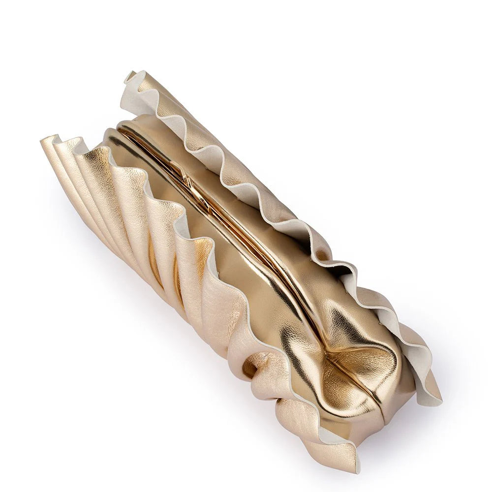 Olga Berg HOLLIE Pleated Clutch - Gold