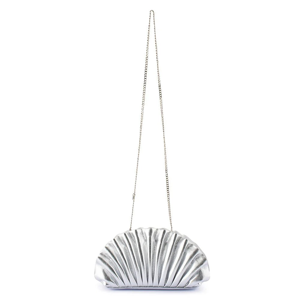 Olga Berg HOLLIE Pleated Clutch - Silver