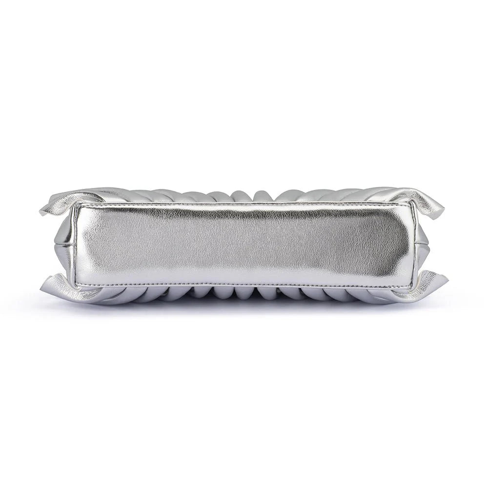 Olga Berg HOLLIE Pleated Clutch - Silver