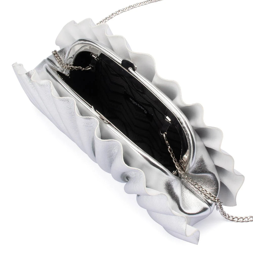 Olga Berg HOLLIE Pleated Clutch - Silver