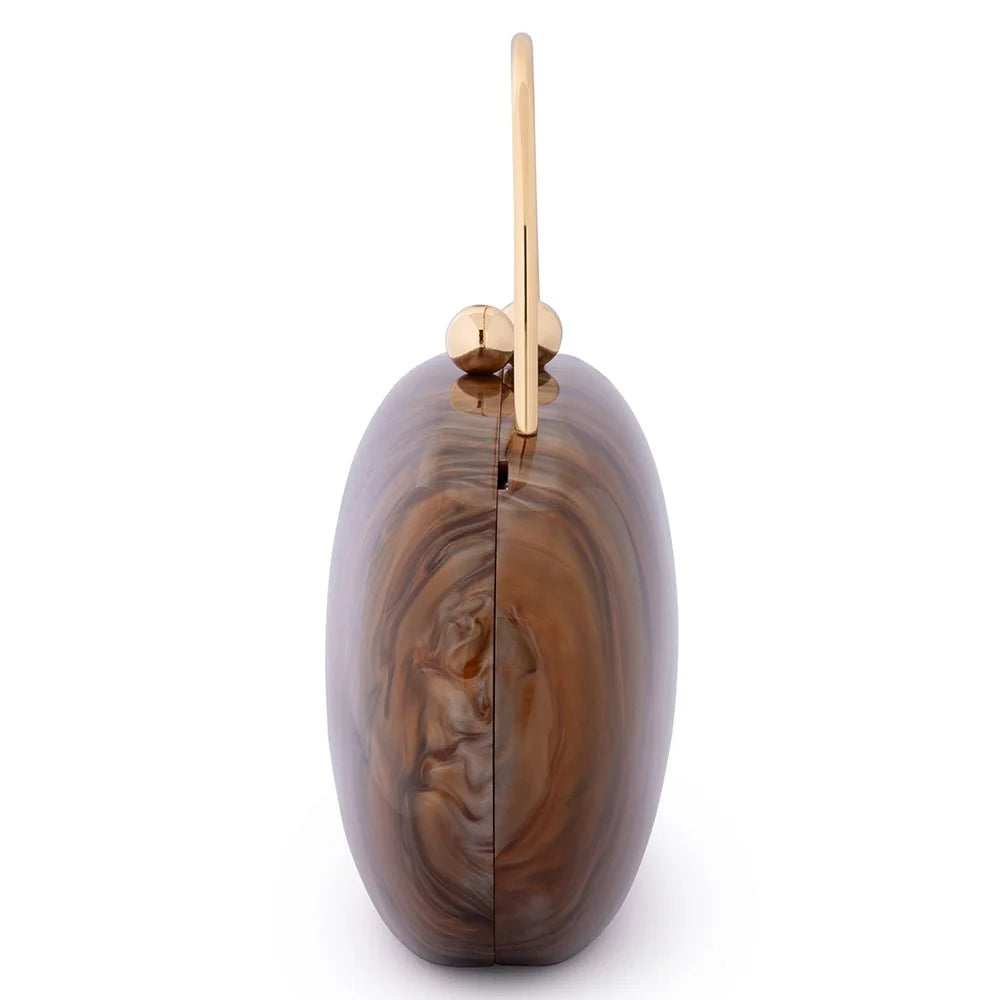 Olga Berg IMELDA Acrylic Top Handle bag - Chocolate