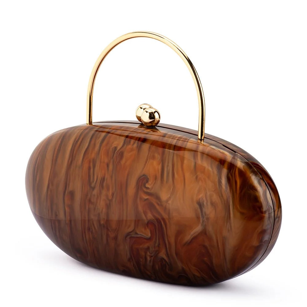 Olga Berg IMELDA Acrylic Top Handle bag - Chocolate