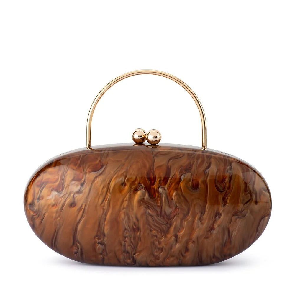 Olga Berg IMELDA Acrylic Top Handle bag - Chocolate
