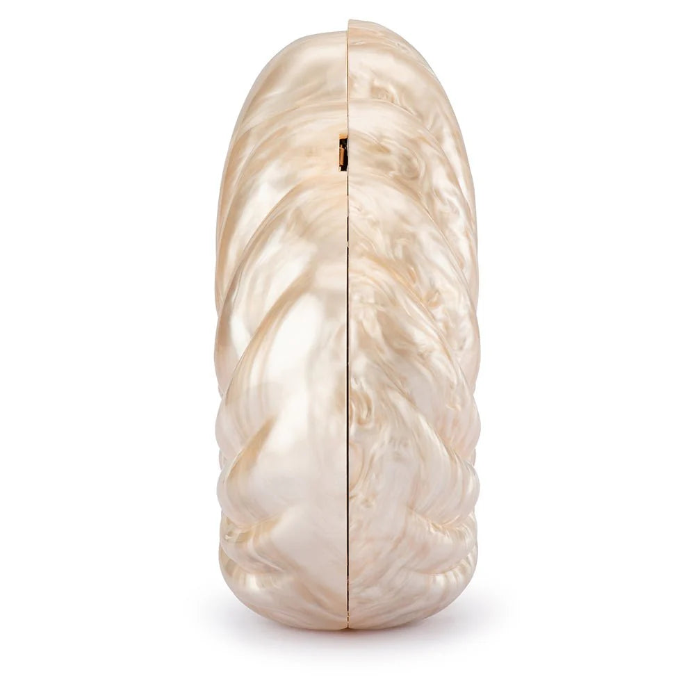 Olga Berg Indi Acrylic Shell Clutch - Natural